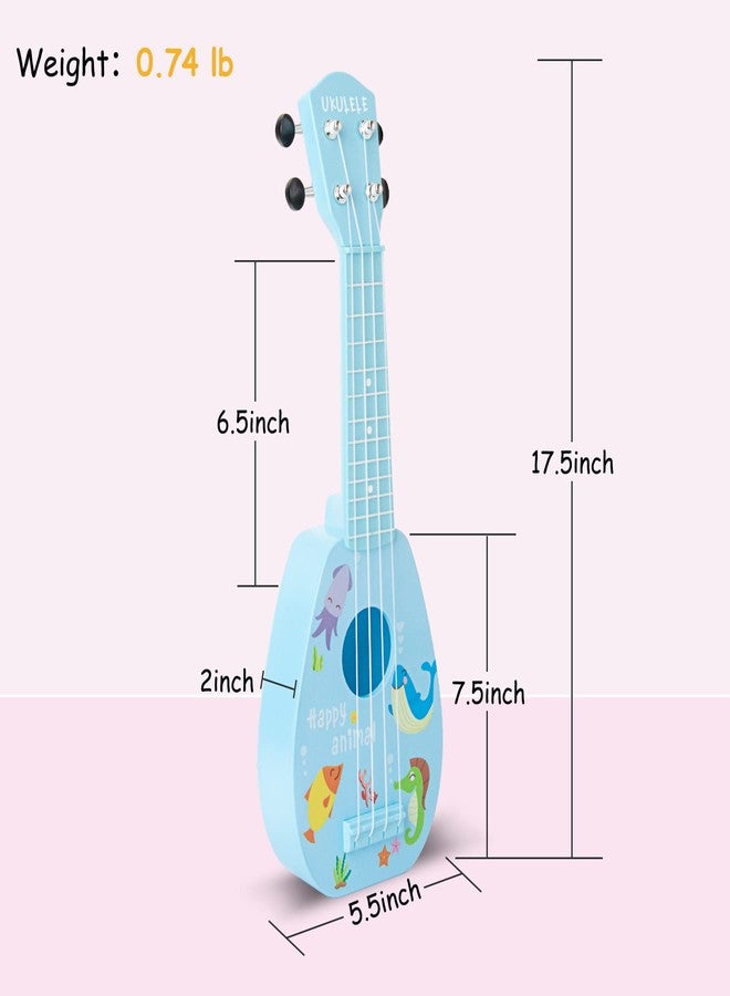YOLOPARK 17" Kids Toy Guitar for Girls Boys, Mini Toddler Ukulele Guitar with 4 Strings Keep Tones Can Play for 3, 4, 5, 6, 7 Year Old Kids Musical Instruments Educational Toys for Beginner (Blue) - Image 4
